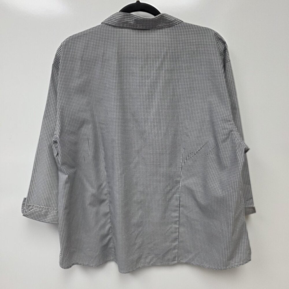 Las Olas Shirt Womens 1X Black Check Button 50s Rock Car Dancers Embroidered Top - Picture 5 of 10